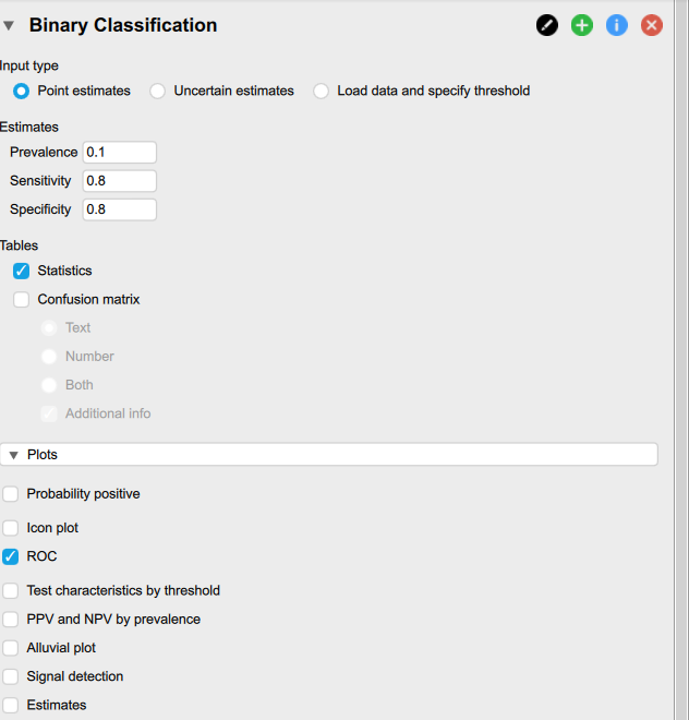 JASP data input console 